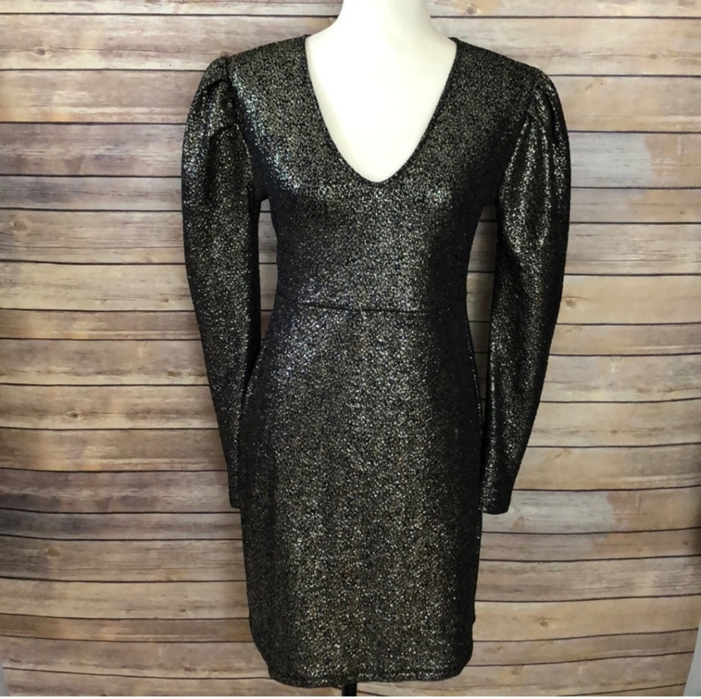 FREE PRESS Elegant Black Metallic Dress Size Medium - Picture 2 of 6